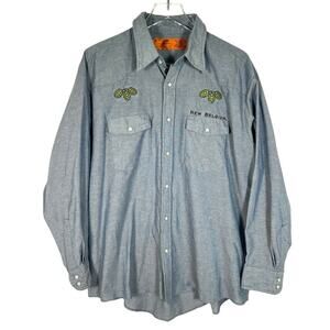 Vtg Red Kap Men's New Belgium Ranger IPA Shirt XL Blue Pearl Snap *Read